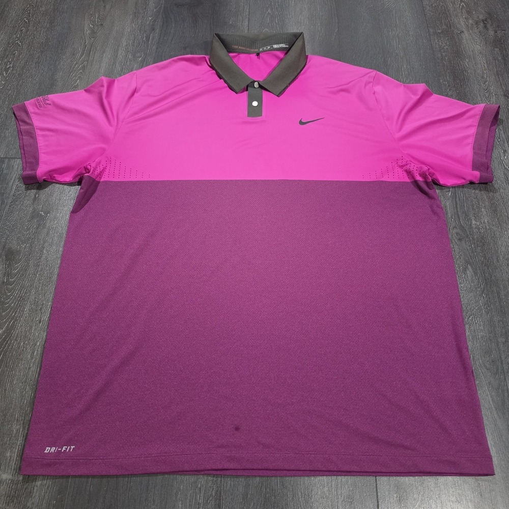 Nike Dri-Fit Tiger Woods Collection Golf Polo Shirt Men 2XL Jacquard Ocean Club